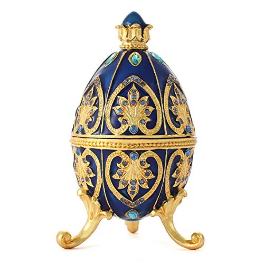 Easter Egg Style Enamelled Trinket box Hinged Unique Gift for Family