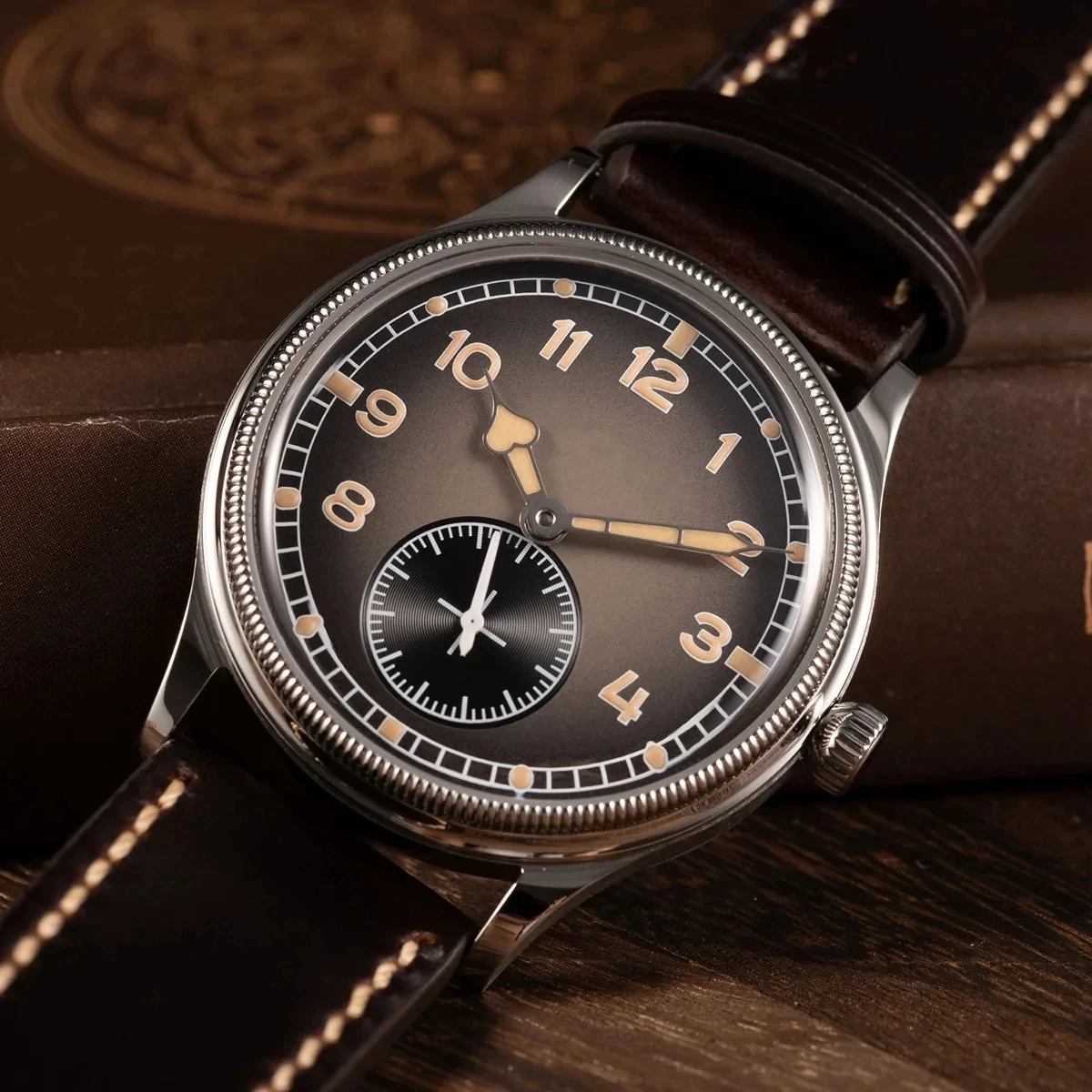 Hruodland 2025 reloj mecánico automático clásico para hombre K1 espejo de acero inoxidable cuero marrón buceo 5Bar reloj hombre