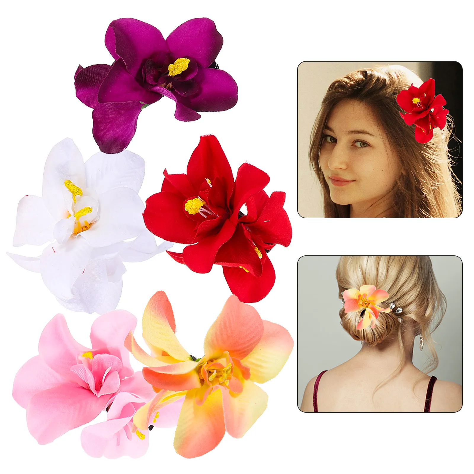 

5Pcs Orchid Hair Clip Cute Flower Hairpin Accessories for Girls Women Small Hair Clips Decorative Hairpins for Everyday and