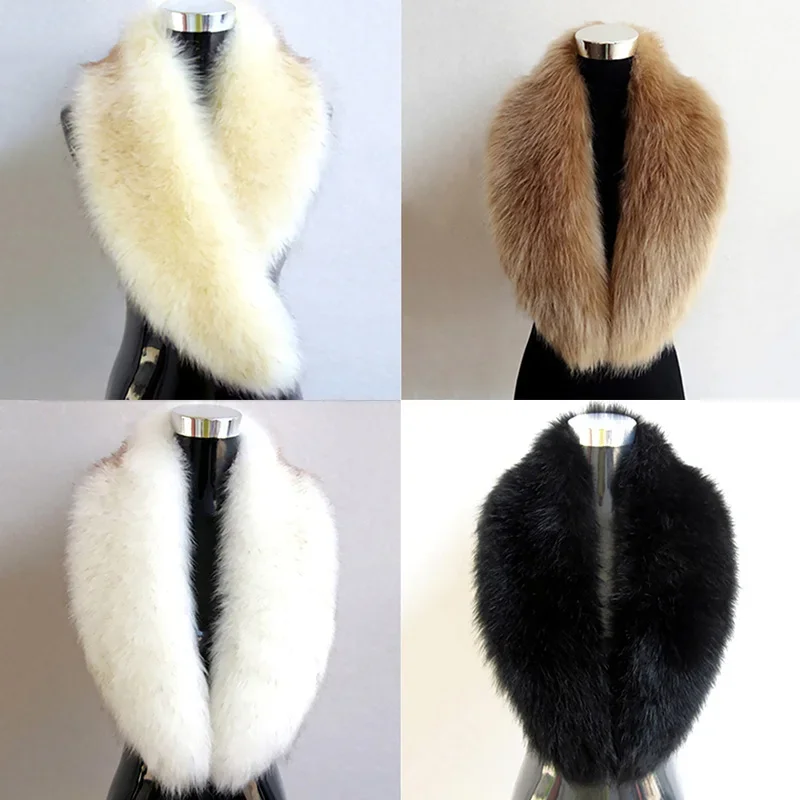 

Winter Natural Color Fox Artificial Fur Collar Scarf Large Size Thickened Imitation Shawl Warm Scarf with Clip Ringjavascript: