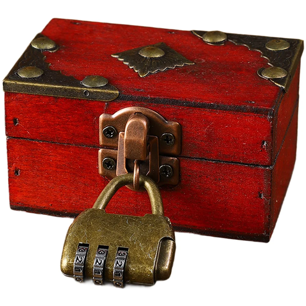 Vintage Wooden Jewelry Box with Lock Classic Antique Style Storage Case for Home Desktop Organization and Display