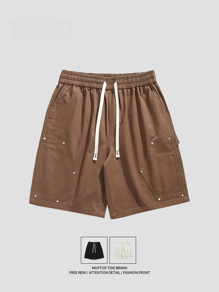 

MMOPTOP2024 Summer New Men's Loose Casual Pure Cotton Straight Leg Short Pants Five-Color Block Logging Shorts Youth Fashion