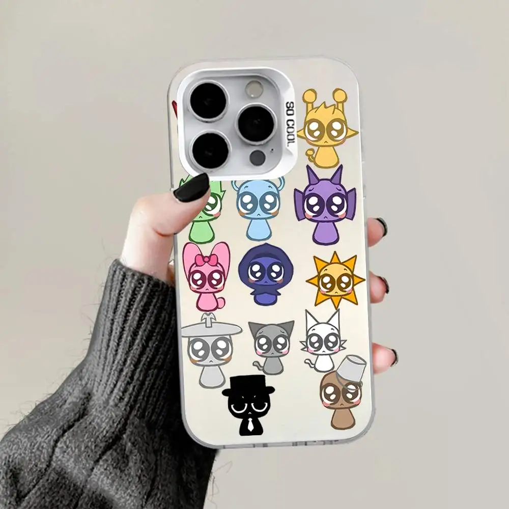 

Gray Phone Case For iPhone 16,15,14,13,12,11,Pro,Max,Plus,Mini,XS,SE Anti Fall Sprunki I-Incredibox Gray White Matte Hard Bumper