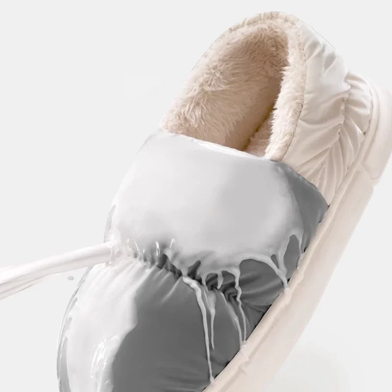 شباشب قطنية رجالية للخريف والشتاء مع كعب حقيبة وأحذية قطنية صوفية دافئة ومقاومة للماء وكبيرة الحجم