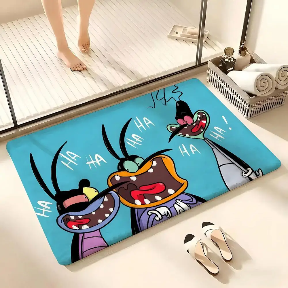 O-Oggy And The C-Cockroaches Floor Mat Flannel Rug Non Slip Absorbent Soft Washable For Entryway Hallway Bathroom Kitchen Decor