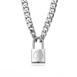 Unisex Cool Punk-Inspired Disco Lock Necklace Fashion R punk Korean version Nanjing lock necklace Fashionable Accessory