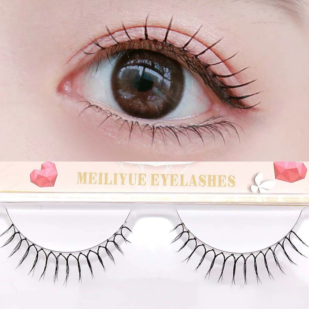 3 Pairs Korean False Eyelashes U Shaped Lashes Extension Makeup Tool Soft Natural Thin Transparent Stem Cross Fake Eyelashes