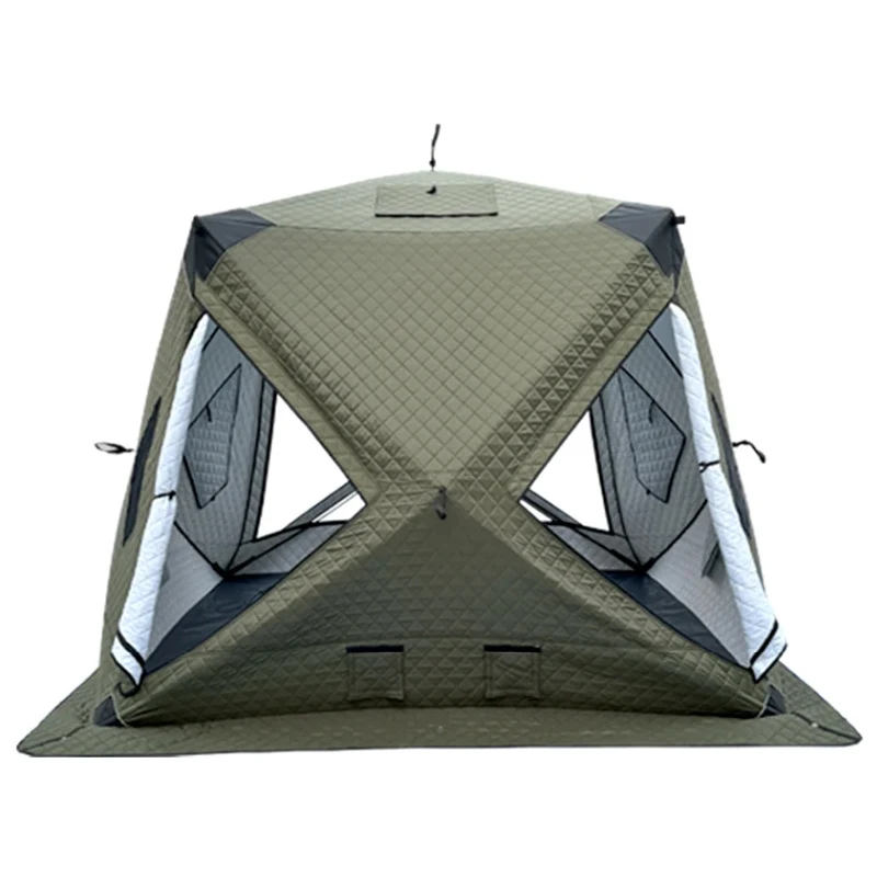 

Зимняя палатка для кемпинга и подледной рыбалки, портативная, утолщенная, ветрозащитная и морозостойкая, с окном для сохранения тепла