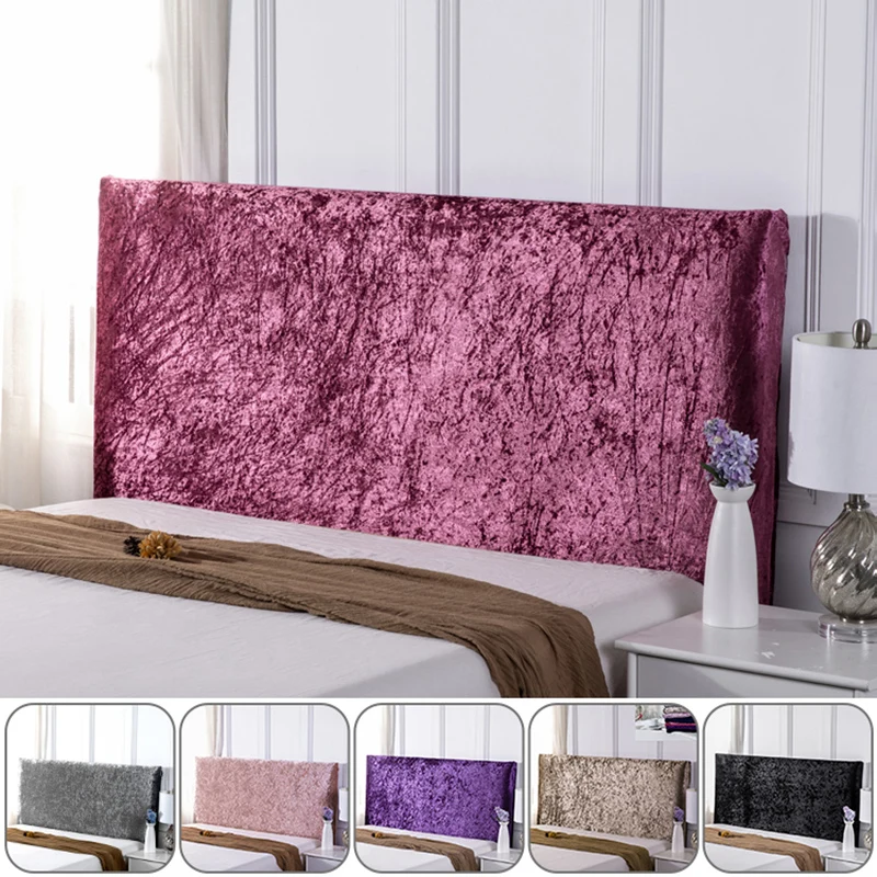 Luxury Elastic All-inclusive Bed Headboard Cover Crushed Velvet Non-Slip Head Board Covers  Bed Back Dust Protector Cover