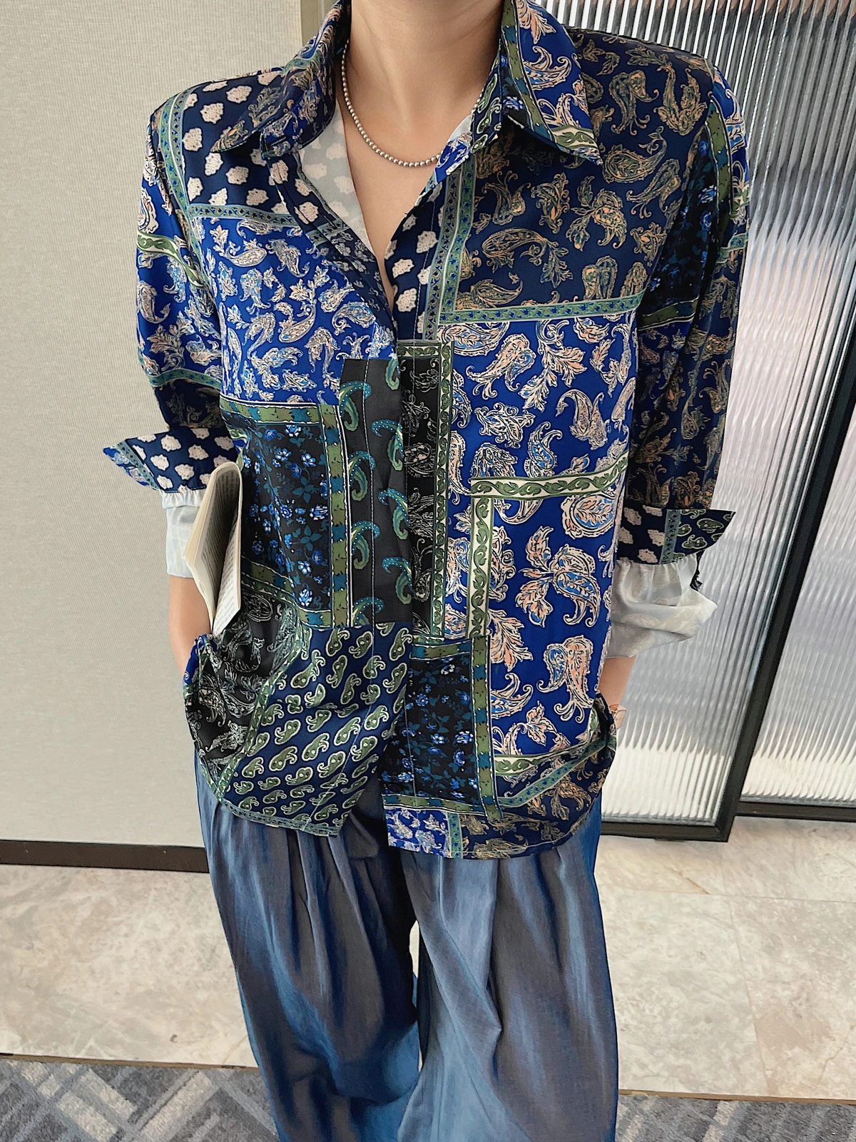 

Floral Satin Shirt Blouse Top Y2K Woman Clothing 2025 Spring Summer Stylish Long Sleeve Korean Fashion Style Vintage Elegant New