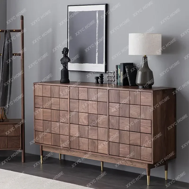 Hblack walnut all solid wood chest of drawers bedroom locker modern simple light luxury living room storage cabinet