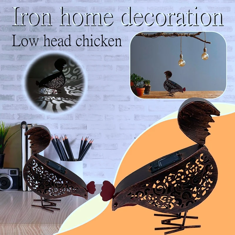 Wrought Iron Solar Chicken Lanterns Retro Hollow Solar Lights With Handle Outdoor Solar Garden Lights Decor For Yard