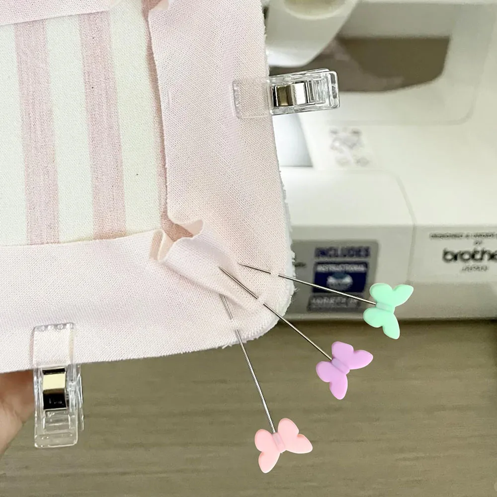 100 قطعة/صندوق الفراشات متعدد الألوان دبابيس مستقيمة ملونة الخياطة خليط تحديد المواقع إبرة دبابيس ثابتة الخياطة ماركر إبرة