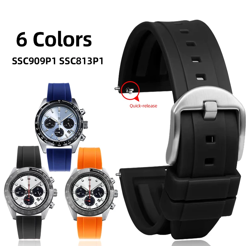 20mm 22mm Rubber Watch Band For Seiko PROSPEX Series SSC909P1 SSC813P1 strap Men‘s Waterproof Silicone Bracelet for OMEGA Rolex