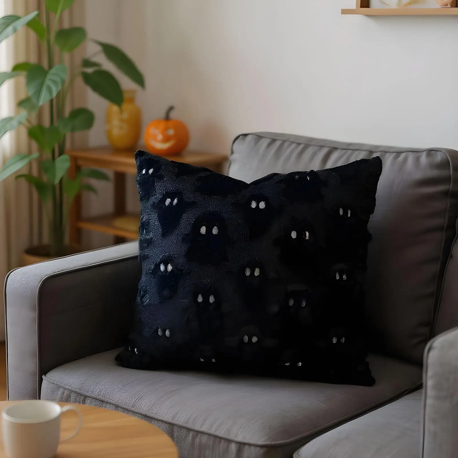 Fall Pillow Covers Throw Pillow Cases Invisible Zipper Soft Ghost Decoration For Couch Chair Sofa Bedroom Outdoor Camping Site