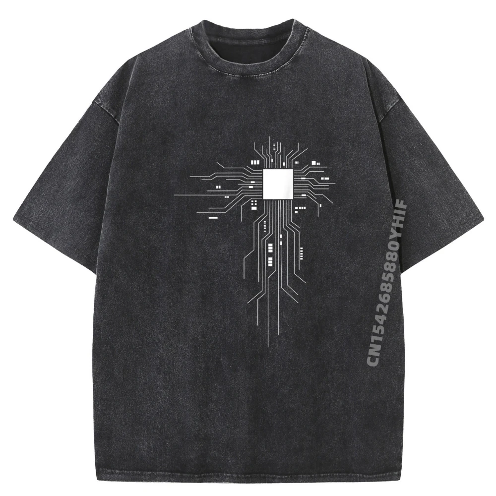 

Computer Chip Heart Design For An It Nerd Clothing Graphic Breathable New Shirts And T-Shirts Luxury Washed Shirt