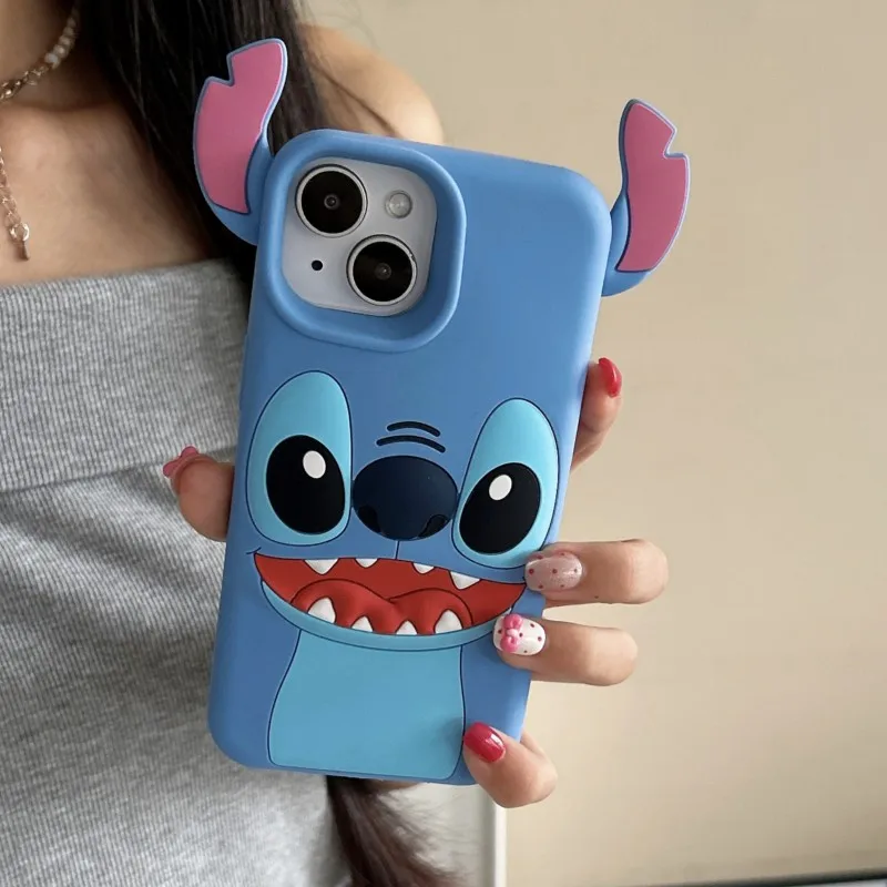 Disney Cute 3D Big Ear Stitch Silicone Phone Case for iPhone