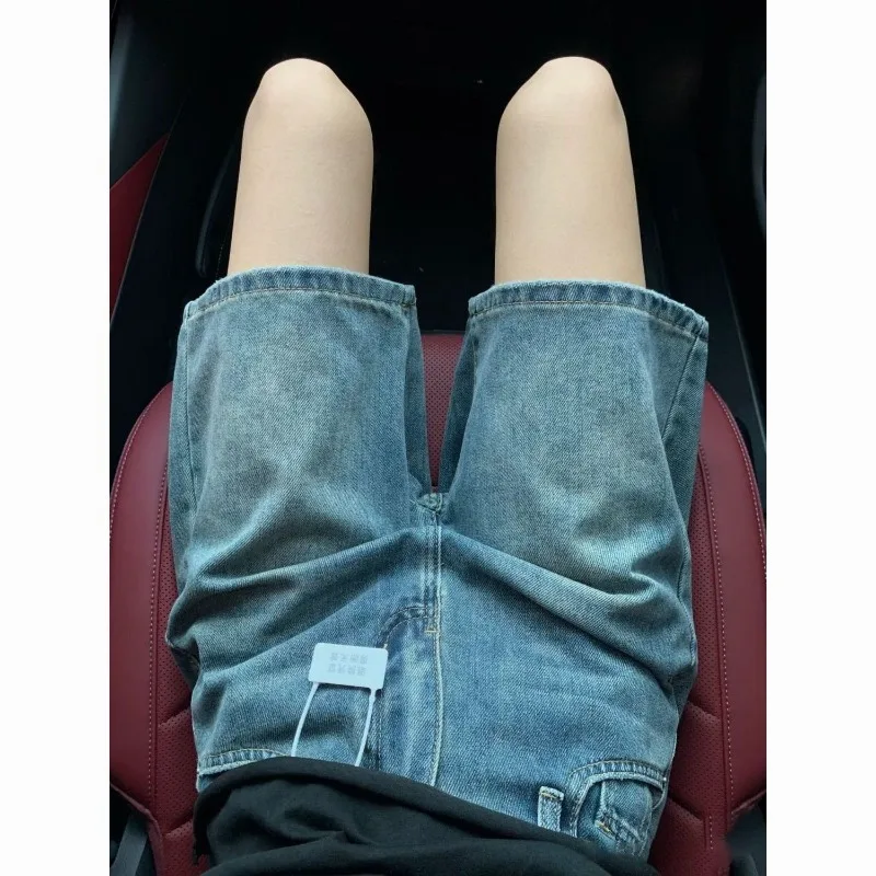 

Classic American Vintage Straight Leg Denim Jorts Womens Shorts High Waist Slimming Loose Fit Not Tight Mid Thigh Summer New