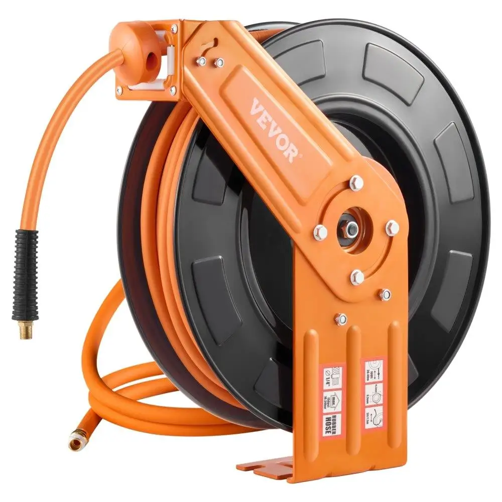 

Retractable 3/8 100FT Rubber 300 PSI Air Hose Reel