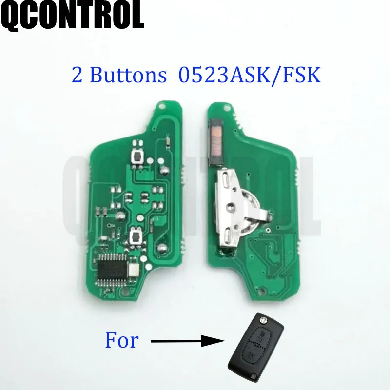 

QCONTROL Remote Key Circuit Board 3BT for PEUGEOT Partner 807 307 207 407 308 CC Expert SW 2 Button CE0523 ASK/FSK