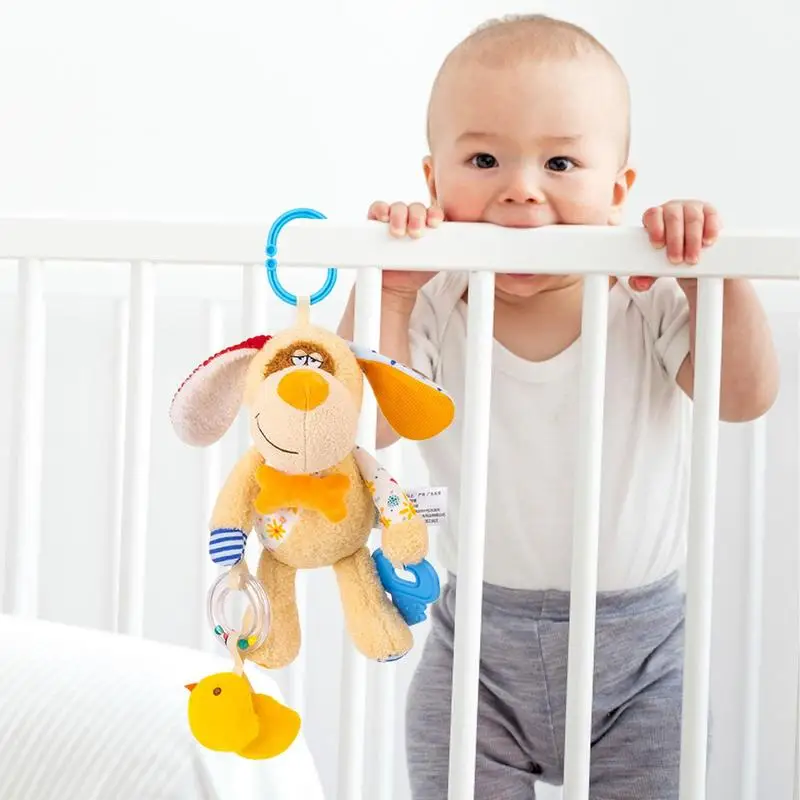 Asiento de coche con forma de Animal, juguete de cochecito de bebé recién nacido, sonajero de felpa, Animal de peluche, campana colgante, mordedor para niños de 0 a 24 meses