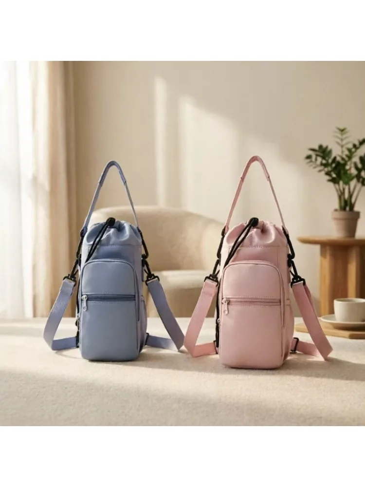 Portable Water Bottle Bag with Adjustable Strap Thermal Mugs Insulated Protective Cover Phone Pocket Outdoor Sports Travel Bag