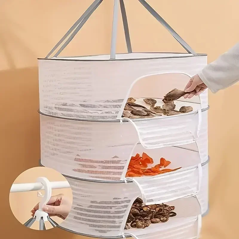 1pc Drying Rack 1-3 Layers Folding Fish Mesh, Non-Toxic Polyester Fiber Netting, Hanging Drying Fish Net, for Shrimp Fish Fruit