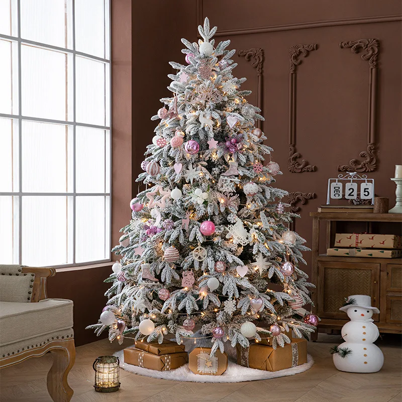 Simulation encrypted PE mixing, snow Christmas tree falling snow tree set, large ornament