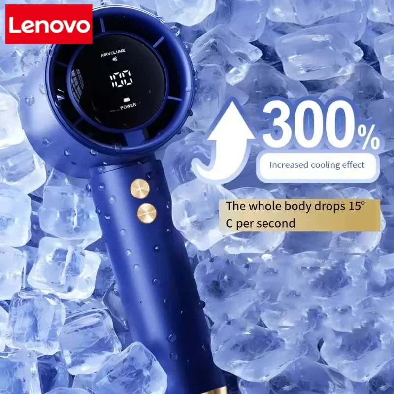 Lenovo Portable High Speed Cooling Handheld Fan Rechargeable 100 Speeds Adjustable Mini Foldable Air Cooling Turbo Fan