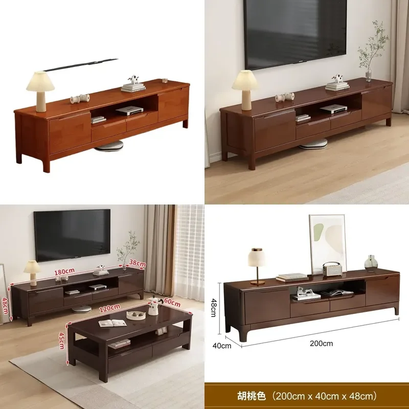 Modern Solid Wood TV Cabinet Simple Small Apartment Living Room Bedroom Floor Storage Console 1m 1.2m Multi Size Video Stand