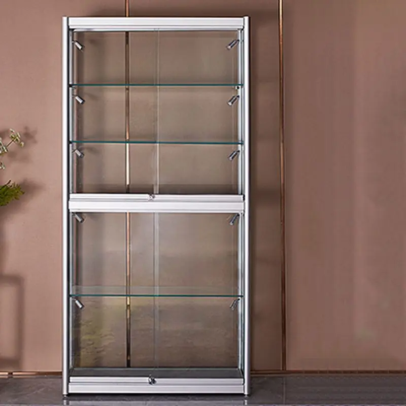 customized.Factory Glass Display Cases  Lockable Glass Wall Display Cabinet Tall Glass Display Show with led Ligh