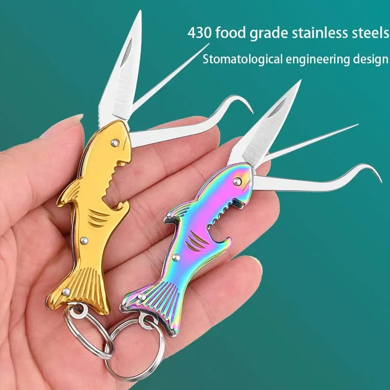 304 Stainless Steel Toothpick Multifunctional Folding Household Carry-on Tooth Picking Artifact Advanced Toothpick Bottle Opener