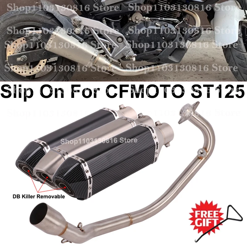 

Full System Slip On For CFmoto ST125 Motorcycle Exhaust Escape Modified Connect Front Middle Link Pipe With DB Killer Muffler