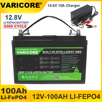 VariCore 12v/12.8V 100AH LiFePO4 Battery 14.6v Lithium Iron Phosphate Batteries for Off-Road Solar Wind Car lighter Golf cart