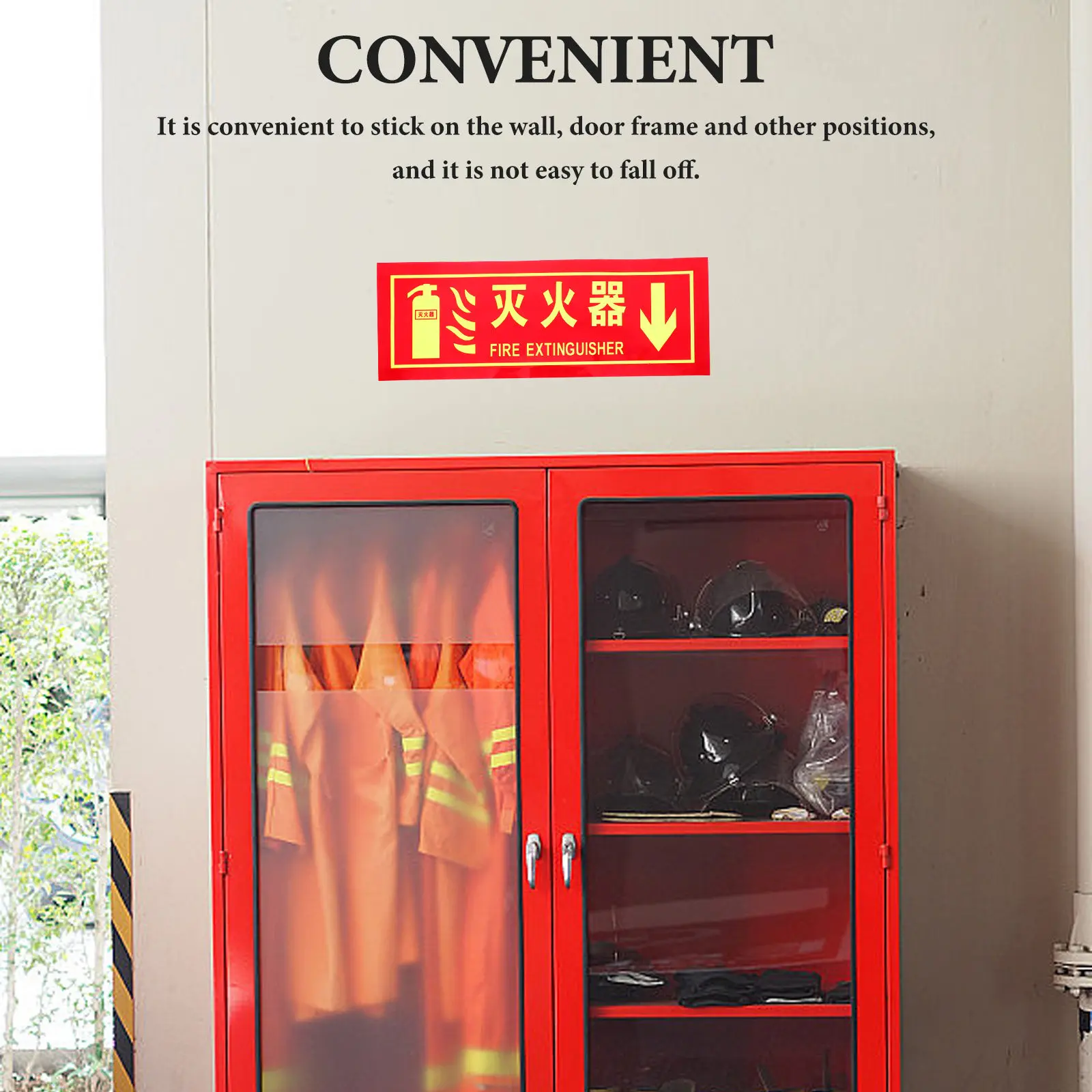 

4Pcs Glow in The Extinguisher Sign PVC Sponge Adhesive Sticker Decal for Office Restaurant Retail Store Factory