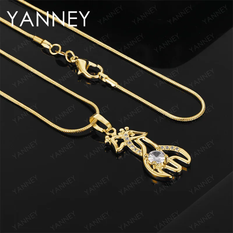 

Exquisite 925 Sterling Silver 18K Gold 16-30 inch Giraffe Zirconia Necklace - Women's Wedding Gift & Party Accessory Jewelry