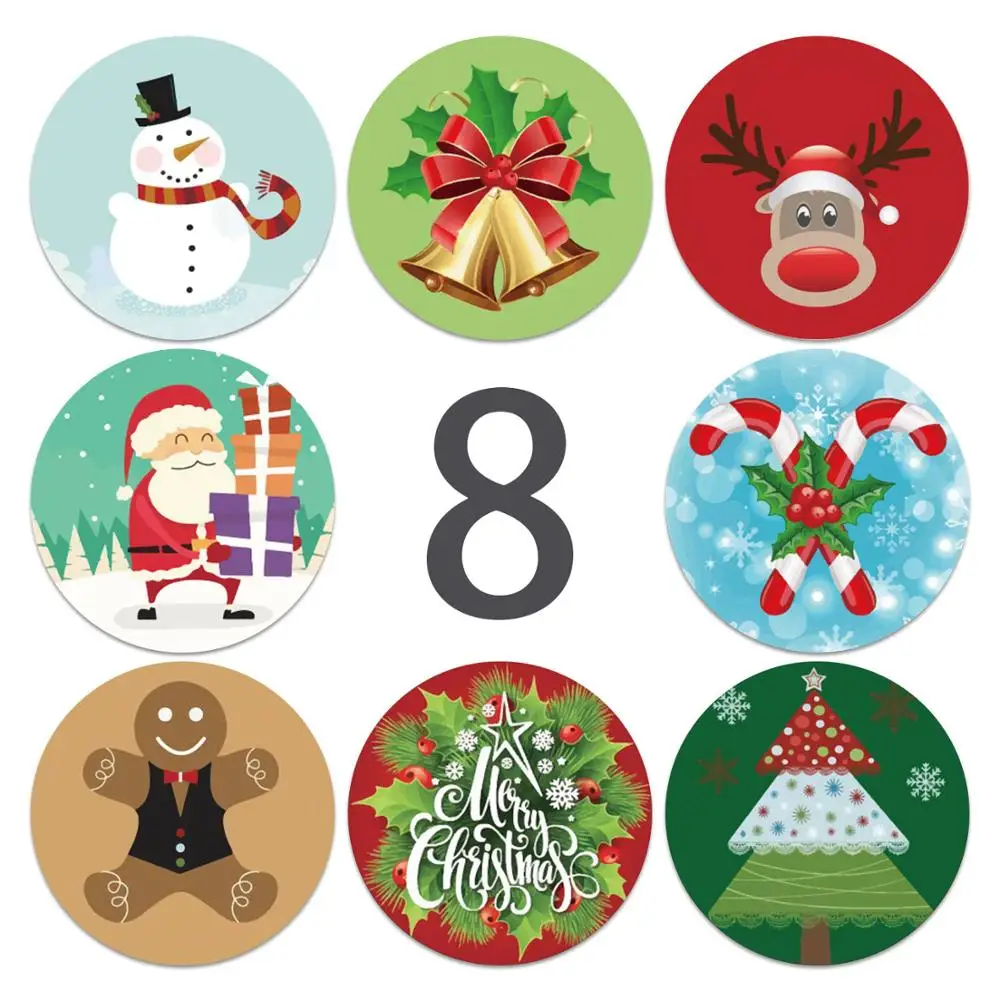 50-500pcs 1inch Christmas Stickers Round Label Stickers For Festival Party Gift Decoration Packaging sealing Label Stickers