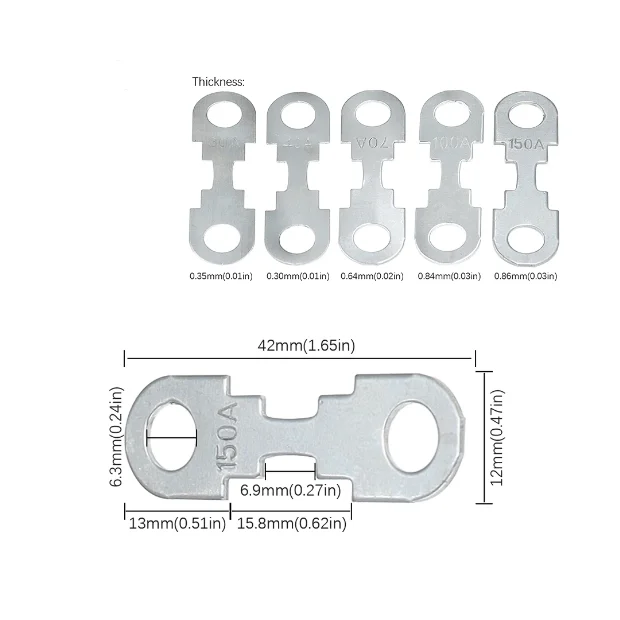 Automotive Truck Flat Fuse Blade Battery Fork Bolt Type High Current Zinc Alloy 30A 40A 50A 60A 70A 80A 100A 110A 125A 150A 175A