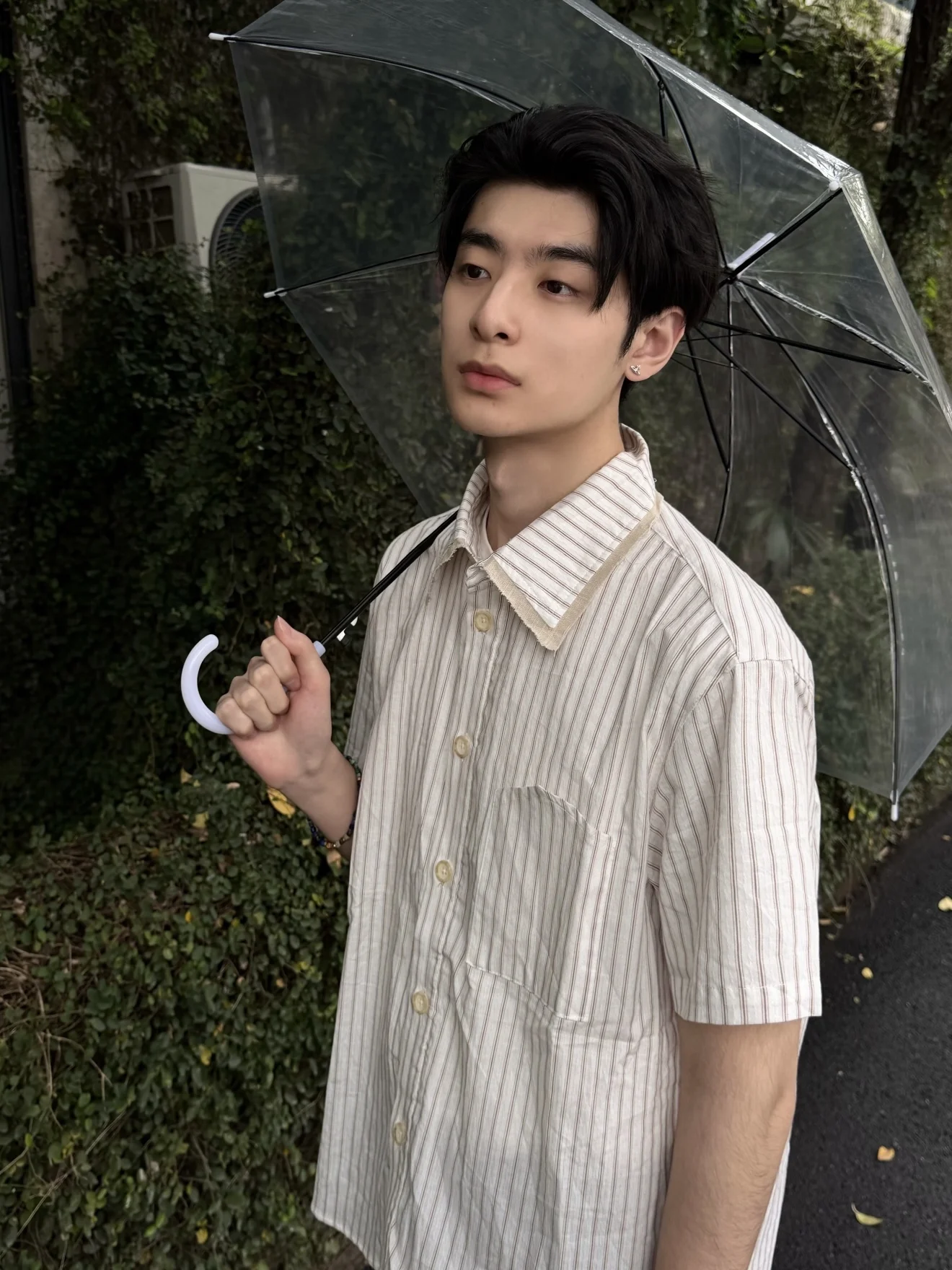 

Retro American Cleanfit Patchwork Stripe Short Sleeve Shirt Men Women Summer Loose Fit Button up Floral Embroidery Cotton Top