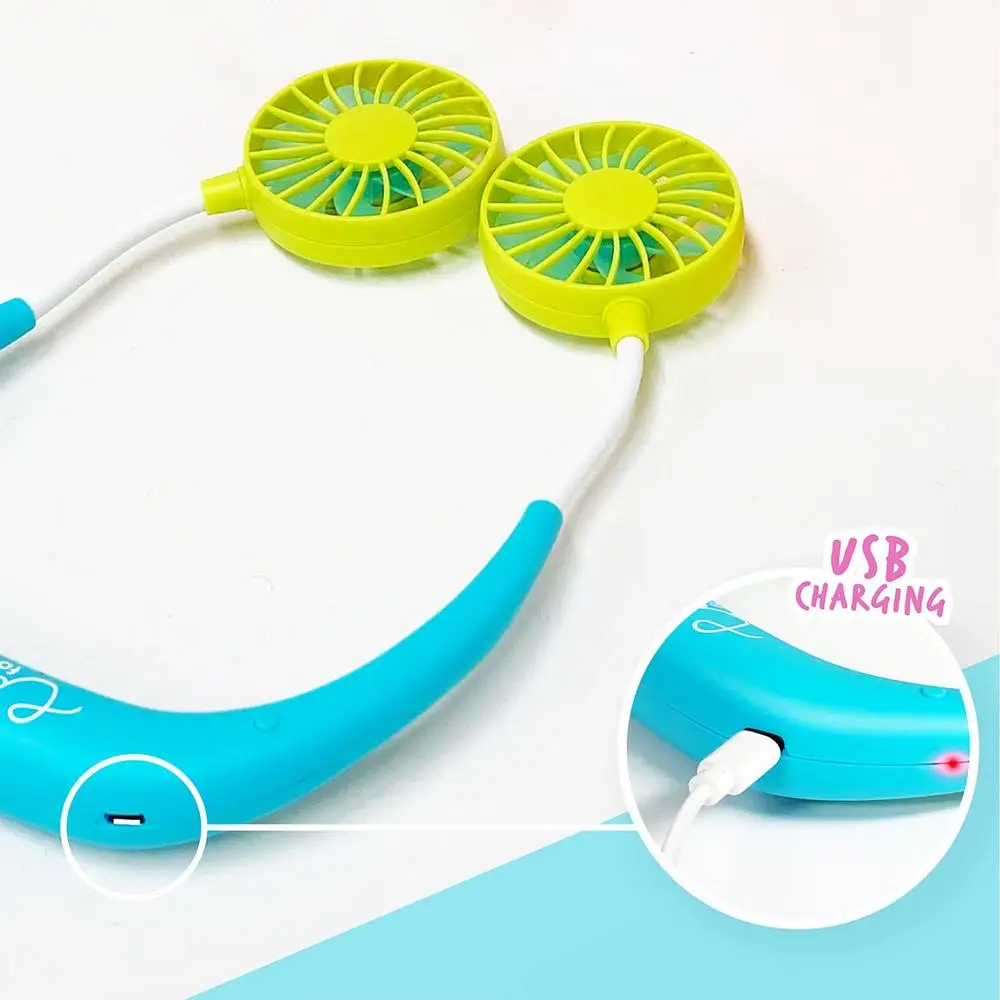 5 パック充電式ウェアラブルパーソナルファン 3 スピードフレキシブルアーム USB 冷却デバイス屋内屋外ハンズフリー使用