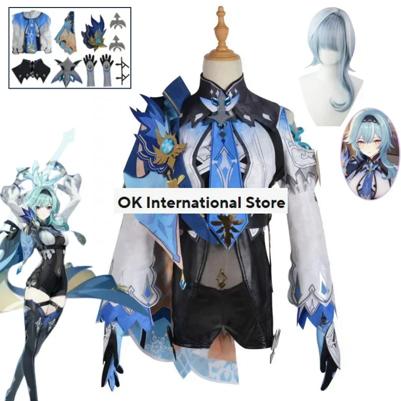 Game Genshin Impact Eula Lawrence Cosplay Kostum Halloween Sexy Women's Uniforms Party Reveal Costume Cute Game Set