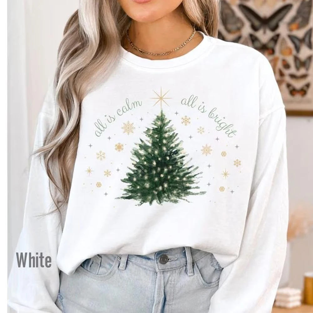 Damen Vintage Weihnachtsbaum Unisex Sweatshirt Minimal Chic Urlaub Sweatshirt Langarm Fleece Y2K Pullover Tägliche Streetwear