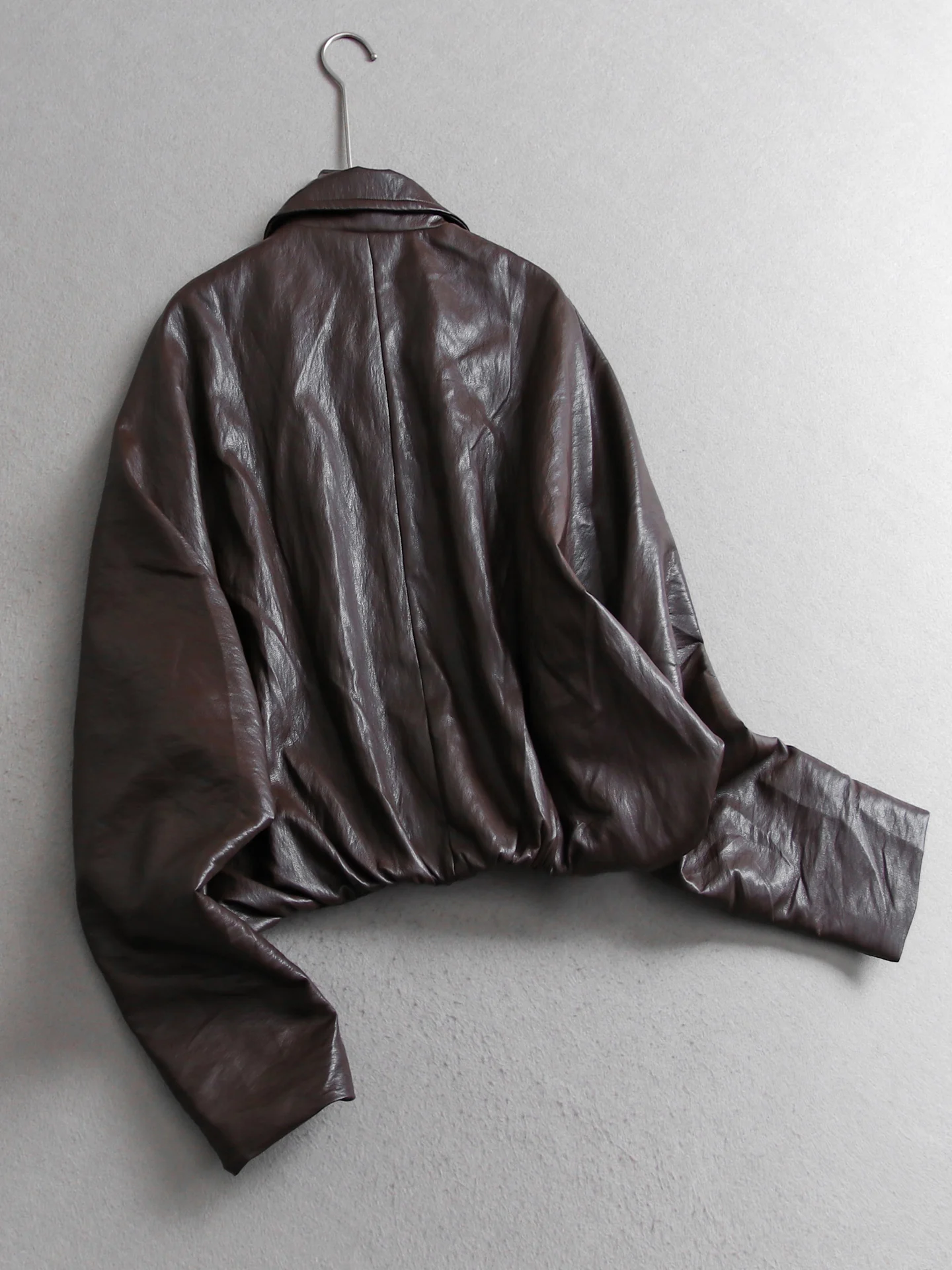 Elegant Loose Commute Long Sleeve Collar Jacket Autumn New Style Women's Leather Coat Zipper Short Length Casual Fashion
