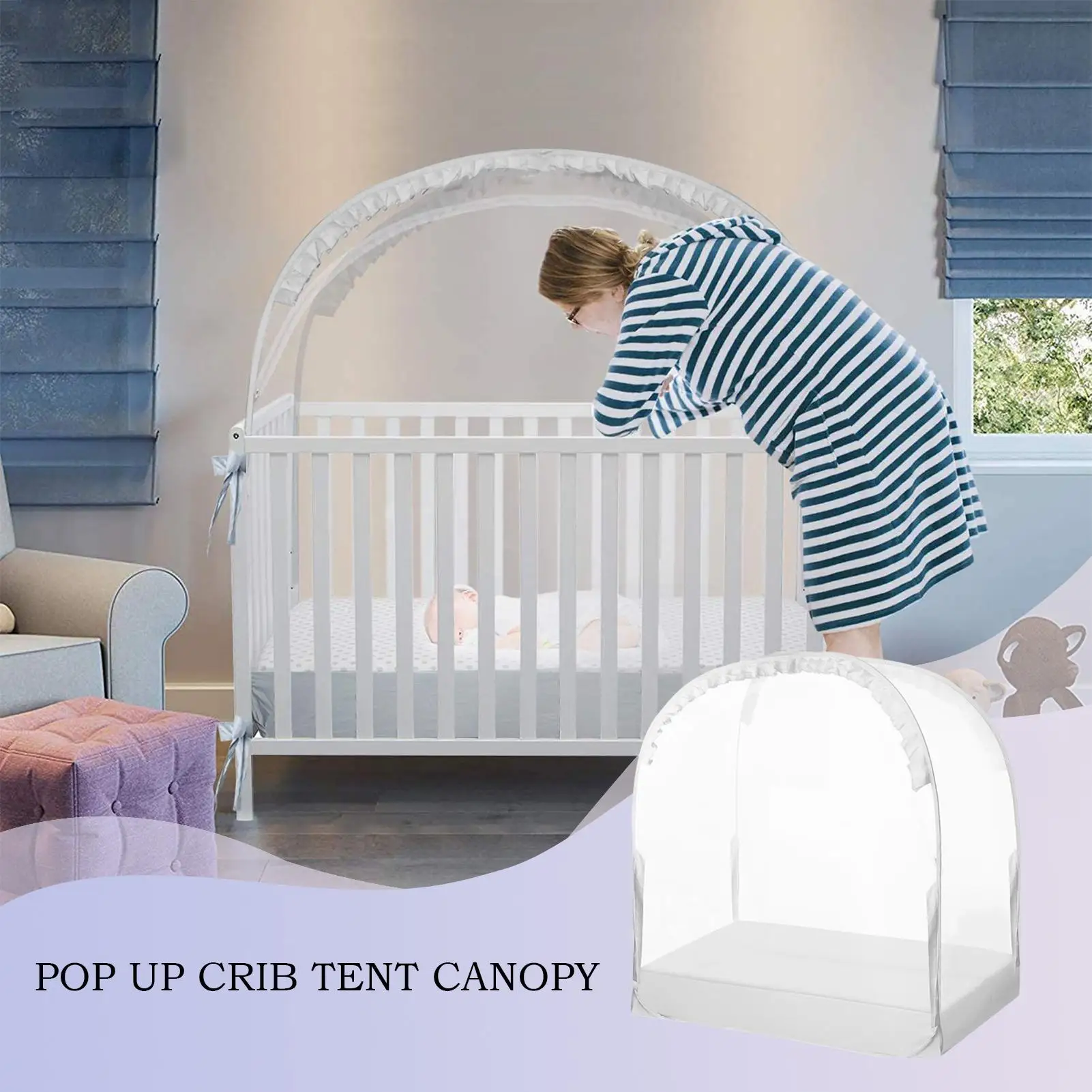 Household Yurt Mosquito Net Encrypted Mesh No-install Pop Up Crib Tent Canopy Large Space Breathable Mesh Bed Protection For Kid