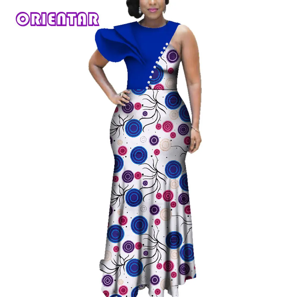 African Dresses for Women African Wax Print Bazin Riche Dashiki Dress Lady Elegant Wedding Party Long Maxi Dress WY3619 image 6