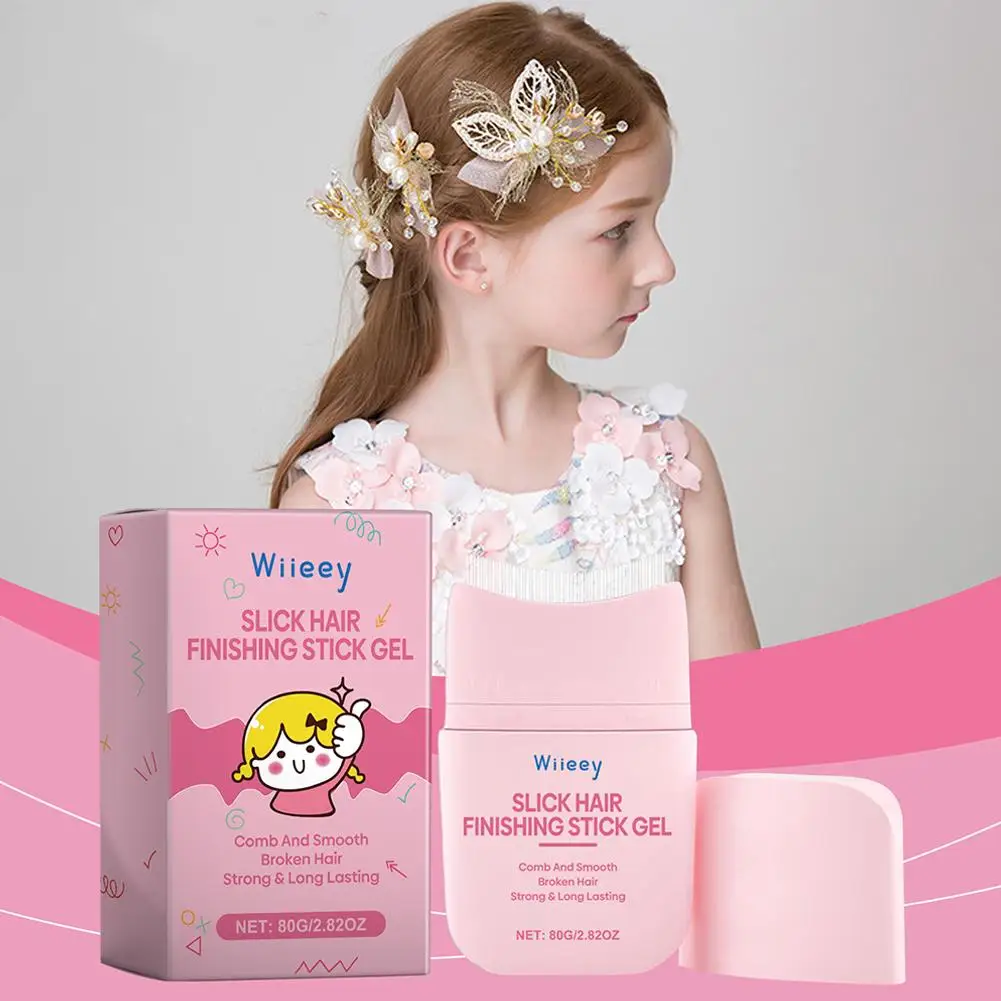 Pink Kids Broken Hair Finishing Stick Gel With Comb Integration Smoothing & Slick Stick Hair Gel For Toddlers Hair Wax Stic B2V3