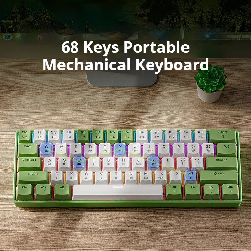 EWEADN G61 Small Wireless Mechanical Keyboard, Three Mode 60% Form Factor Gaming RGB Backlit, for phone,iPad,laptop,desktop