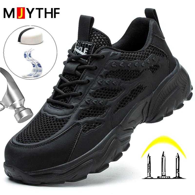 Breathable Mesh Safety Shoes Men White Protective Shoes For Men Women Work Sneakers Summer Lightweight Indestructible Shoes