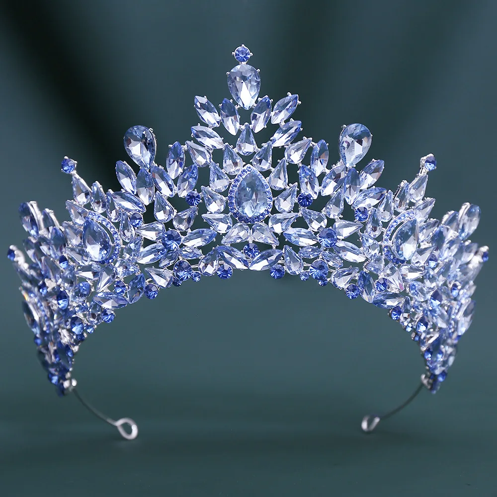 DIEZI Elegant 12 Colors Full Crystal Tiara Crown For Women Girls Wedding Party Luxury AB Rhinestone Crown Hair Dress Jewelry