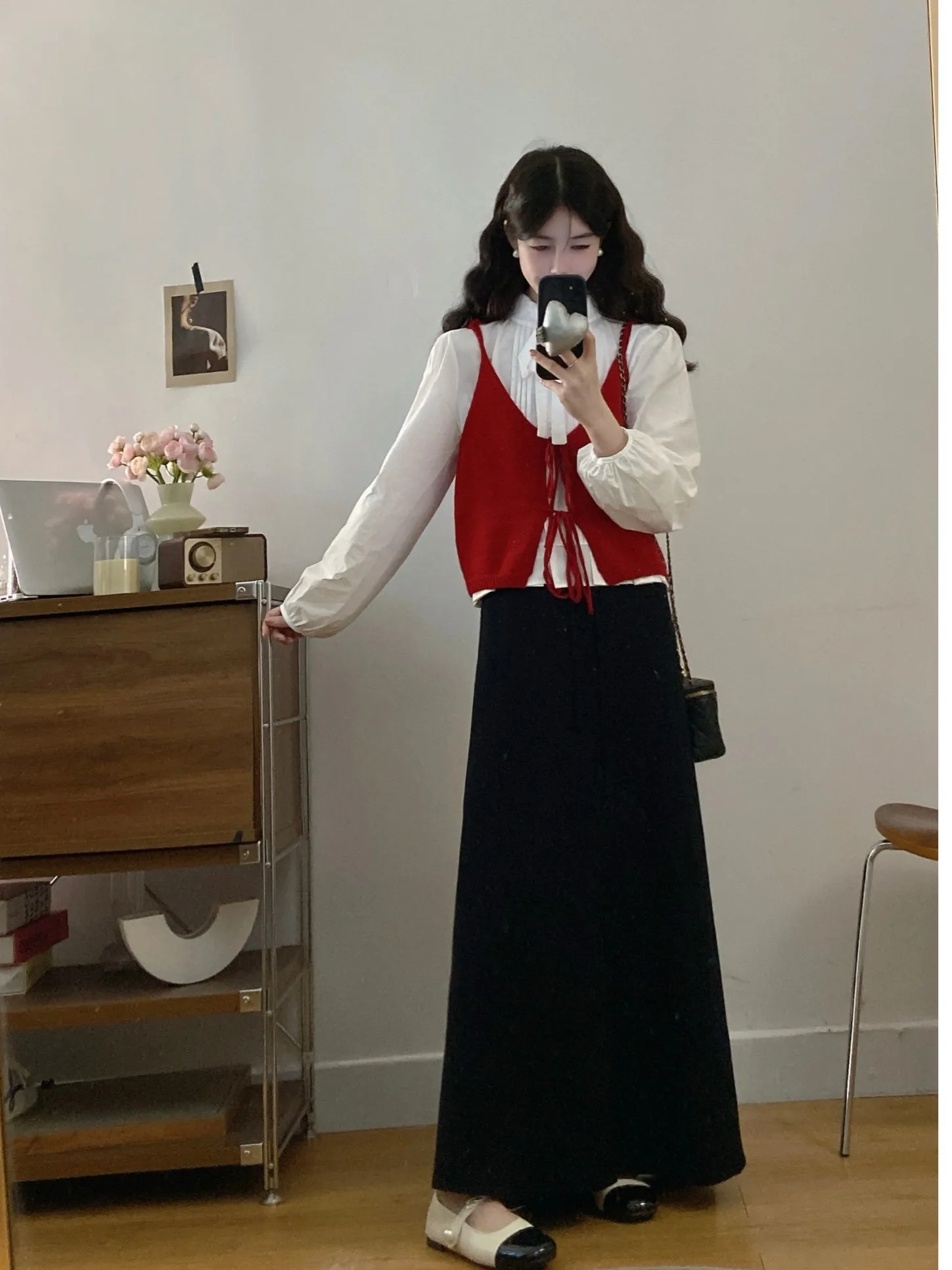 

plus Size Women's Sweet Sle Hollow out Strap Vest irt Top High Waist Skirt Tee Piece Set Autumn Faion Korean Loo...